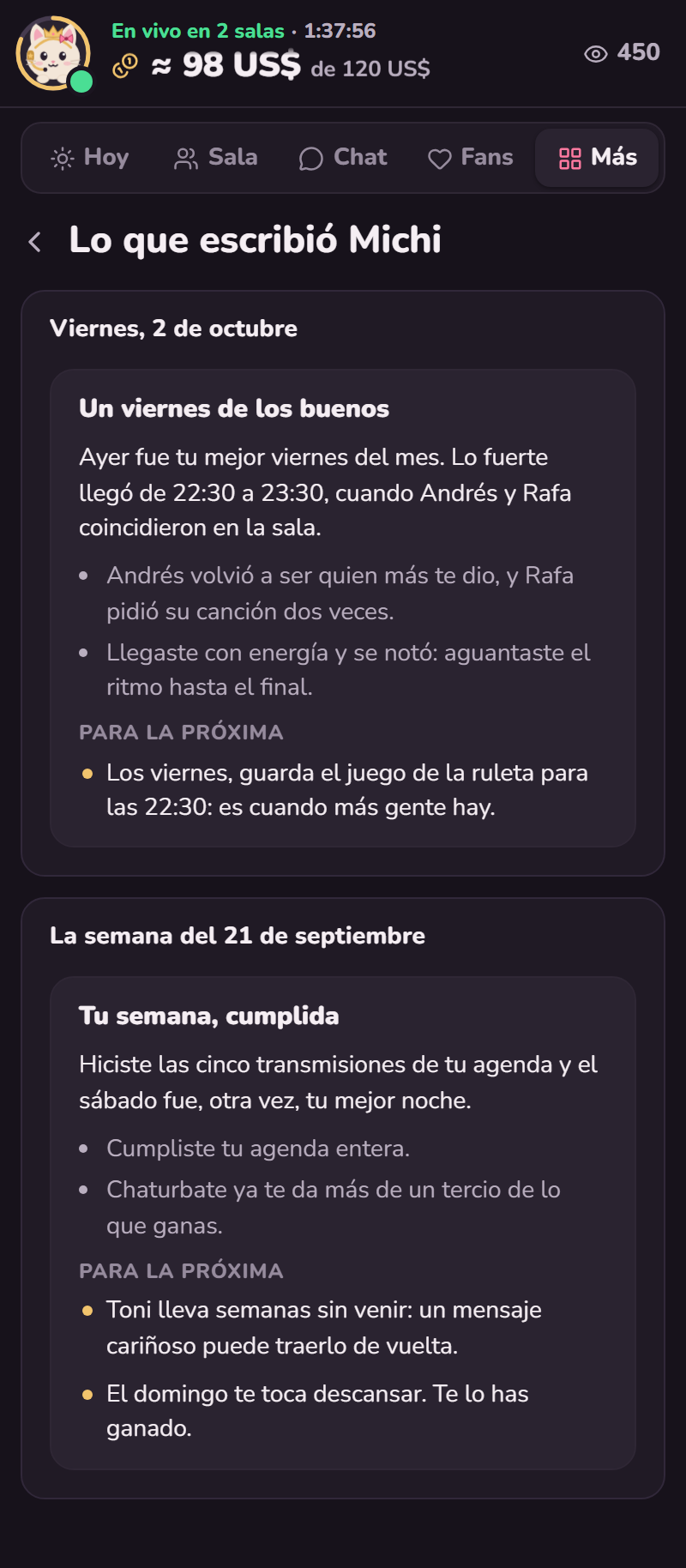 Lo que escribió Michi: el resumen del viernes y el de la semana, con ideas para la próxima